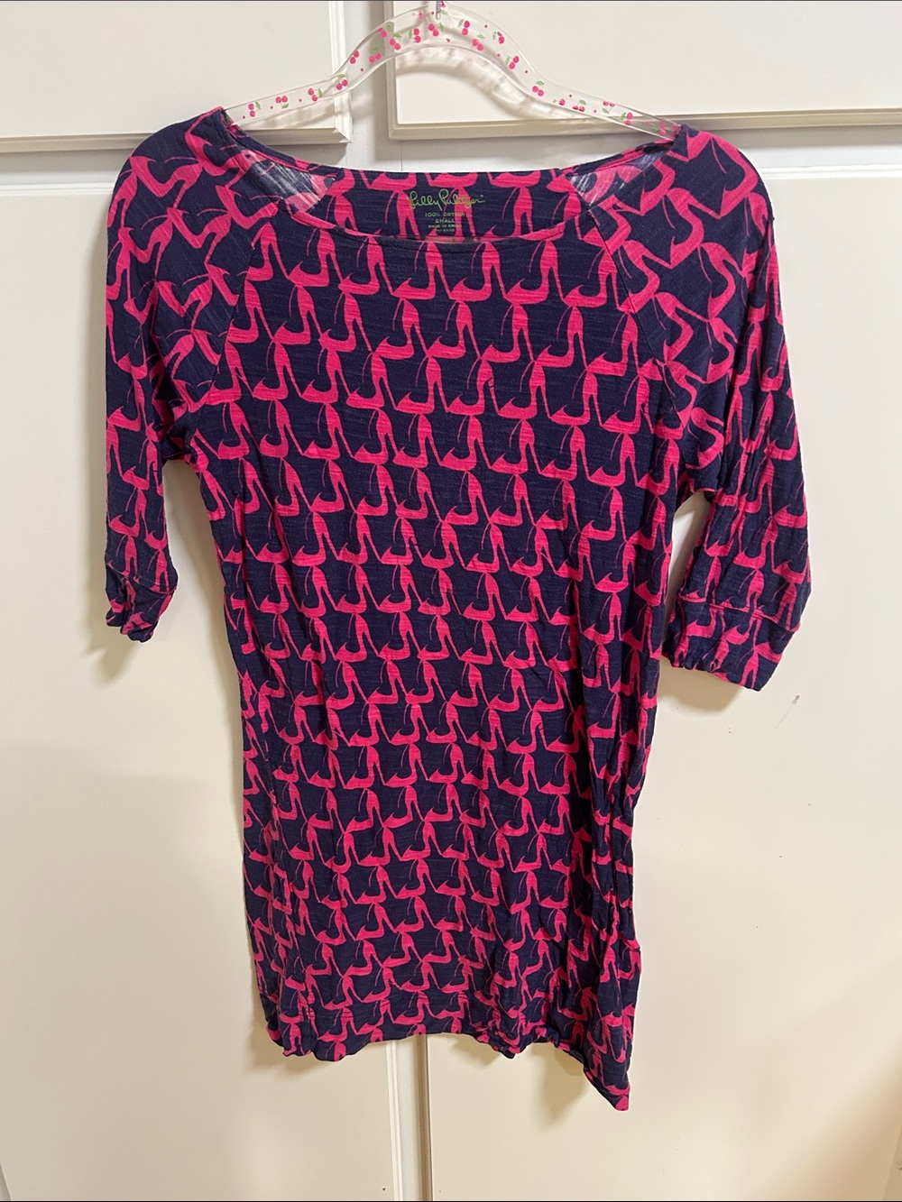 Lilly Pulitzer Navy and Hot Pink Patterned Shift Dress
